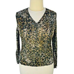 Sno Skins - Long Sleeve Tee Women's XL Damask 1/2 Henley Button Neck